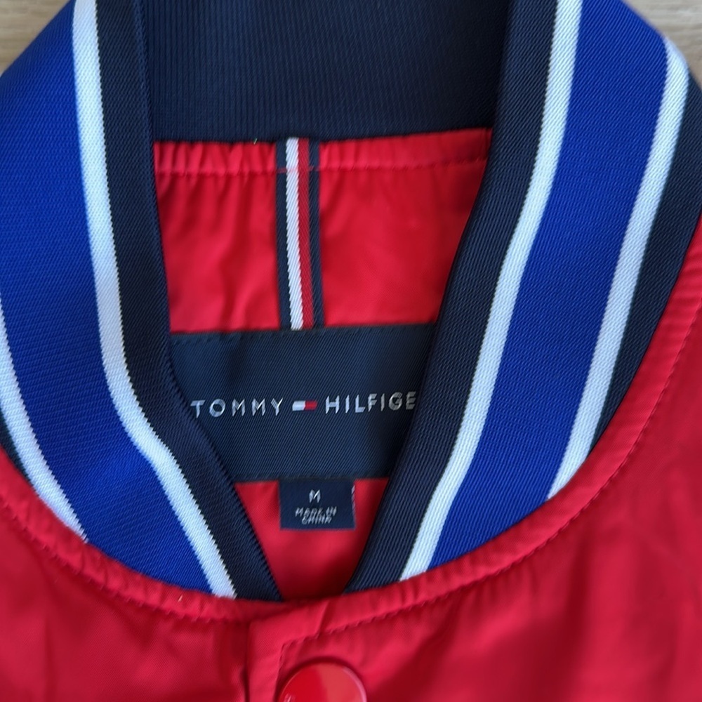 Tommy Hilfiger Red and White Bomber Jacket Tommy Hilfiger
Men's Varsity NWOT - Picture 3 of 6